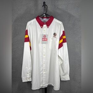 Florida State Seminole Shirt Men's XL White Button-Down Long Sleeve NWT  #0298